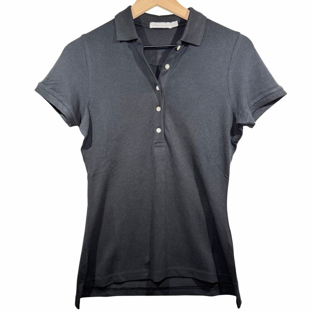 Peter Millar Women's Golf Polo Black Cotton Blend Size XS